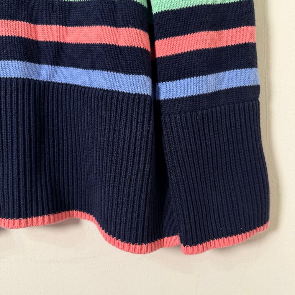 XS Gap 24/7 Rainbow Stripe Sweater Navy Split Hem Crewneck Colorful Preppy Pride - Picture 3 of 8